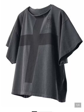 Yeezy Korean vulture black tee with cross and emblem . Brand new